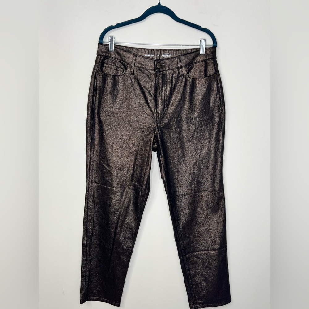 Old Navy Women's Shimmering Black Straight Leg Jeans
